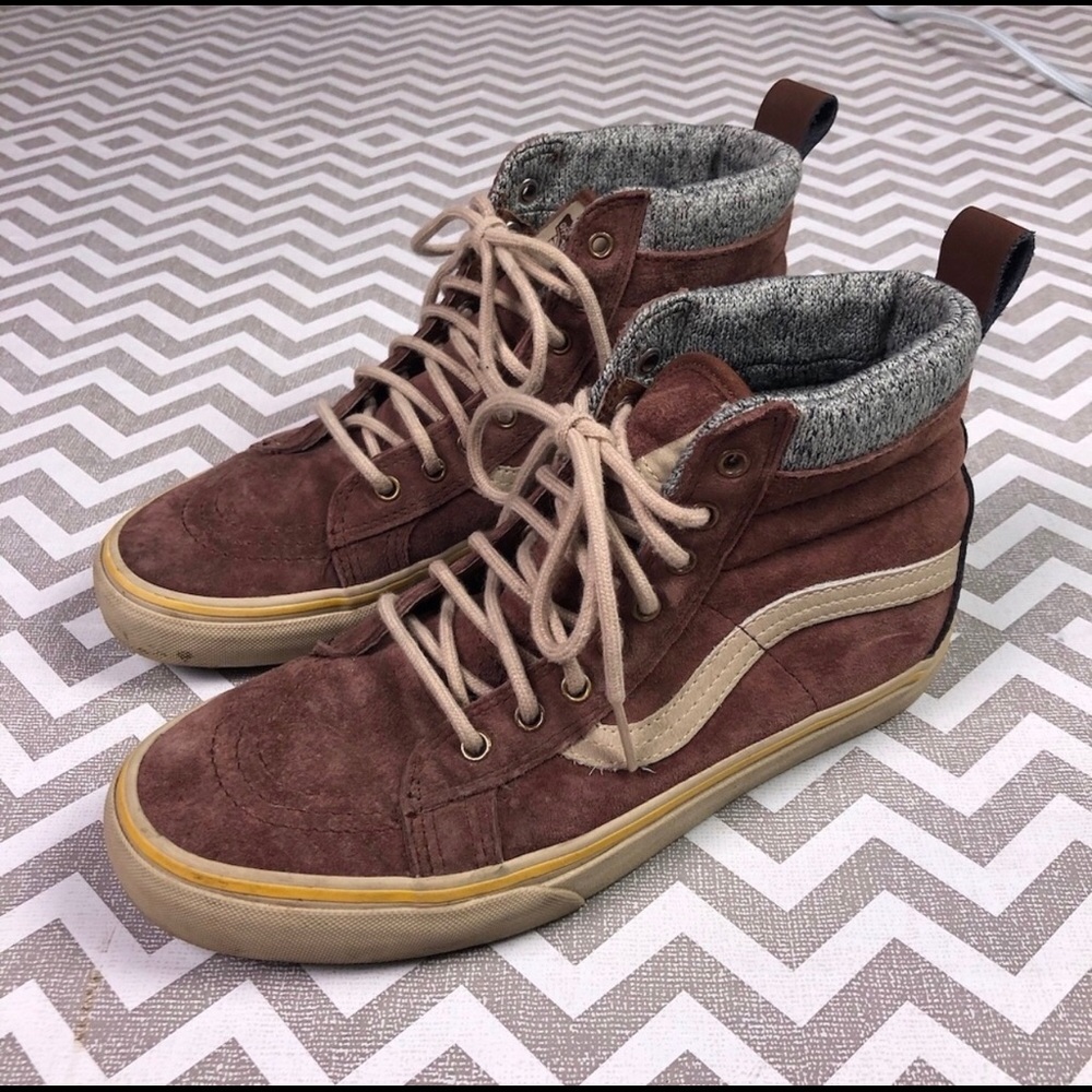 SOLD-Maroon Suede High Top Vans